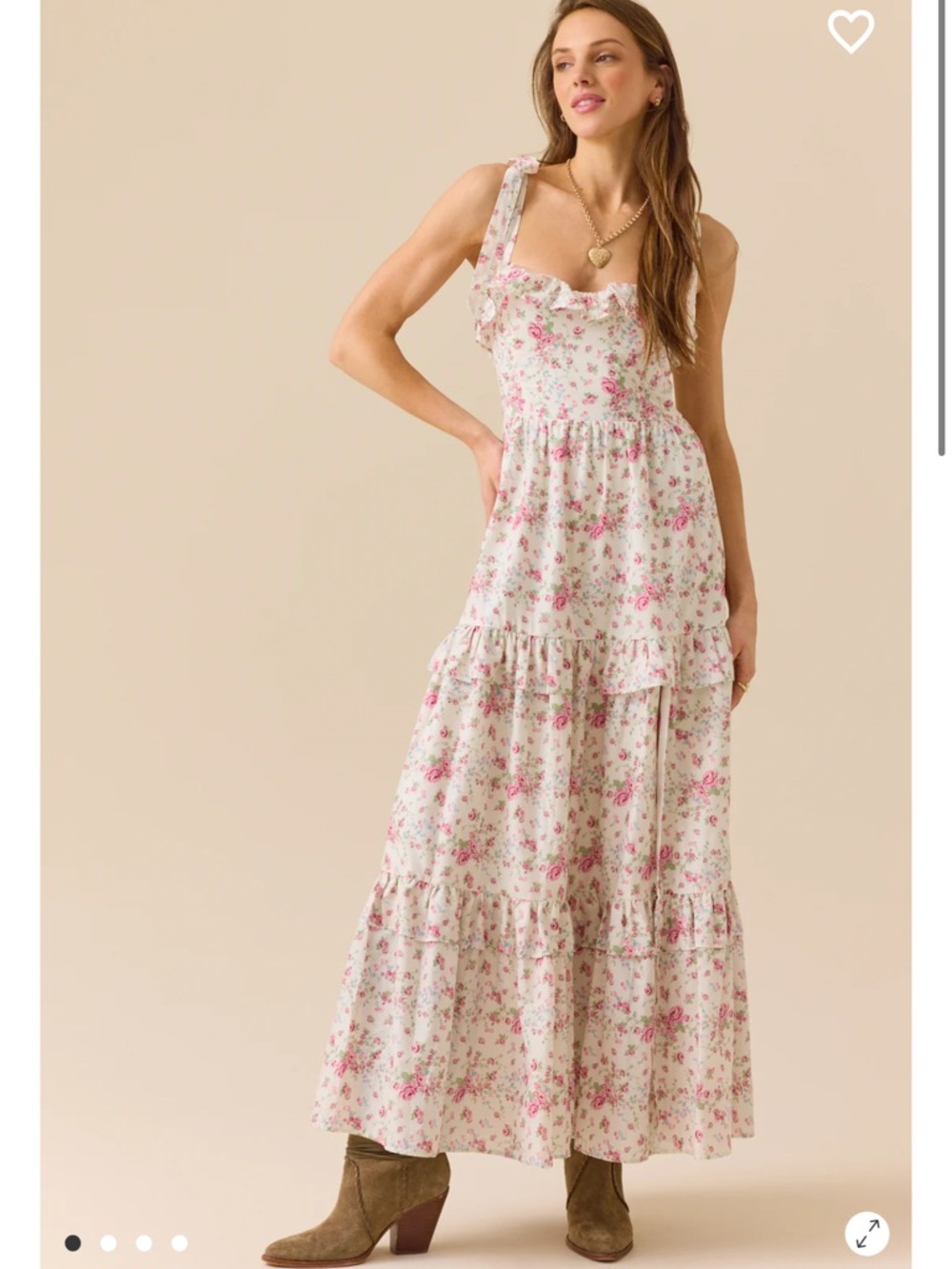 Austen Maxi Dress Altar’d State Floral Tiered Maxi Dress in Cream and Pink NWT